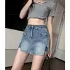 Falda de Mezclilla con Abertura para Mujer Verano Nuevo Cintura Alta Diseño Hot Girl Falda de Cadera Falda Falda