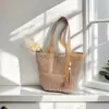 Bolsa de Palha para Férias na Praia Feminina 2025 Nova Bolsa Tecida Bolsa de Ombro para o Dia a Dia Bolsa Tote de Grande Capacidade