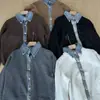 Chaqueta cárdigan de mezclilla patchwork estilo coreano, corte ajustado, con un ambiente casual de alta gama para mujer
