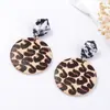 Brincos Redondos de Madeira com Estampa de Leopardo Geométricos Europeus e Americanos Exagerados Estilo Coreano Brincos Versáteis da Moda Acessórios