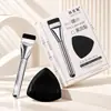 Caja de Set de Piña Negra en Stock de Fábrica Brocha de Base Personalizable Esponja Herramientas de Maquillaje que No Absorben Polvo Venta al Por Mayor