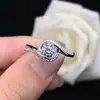 Anillo de Plata de Ley S925 Chapado en Oro Brazo Retorcido Beso de Ángel Moissanita Estilo Coreano Moda Versátil Joyería Venta al por Mayor