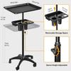 Bandeja para Herramientas de Peluquería de Salón Transfronterizo, Bandeja de Aluminio de Doble Capa para Barbería, Estante de Almacenamiento Elevable Multifuncional, Venta al por Mayor del Fabricante
