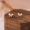 Pendientes de Plata Pura S999 con Lazo de Circonita para Mujer, Lujo Ligero, Gama Alta, Diseño Francés de Nicho, Pendientes de Plata Pura