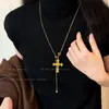 La Diosa de la Belleza Ha Llegado~Collar de Cruz Medieval Dorado para Mujer 2025 Nuevo Nicho Exquisito Cadena para Suéter de Gama Alta