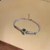 Pulsera con Colgante Redondo de Circonita, Lujo Ligero, Gama Alta, Pulsera Simple y de Moda, Elegante, Exquisita, Joyería de Mano Versátil al por Mayor para Mujeres