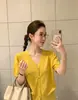 Tienda Insignia Shanghai Danong/Cárdigan corto de punto negro de manga corta con cuello en V para mujer, ligero y casual