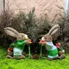 Coelho de Palha de Páscoa de Chão Decorações para Jardim Café Esquilo Ornamentos de Veado para Jardim de Infância