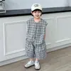 Conjunto de Verano para Niños 2026 Nuevo Elegante Moderno Infantil Estilo Coreano Chaleco Delgado sin Mangas Conjunto de Dos Piezas