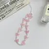 Llavero de plástico con perlas, con mariposas dulces de colores transparentes personalizados, temática de bosque estilo coreano, cadena de teléfono moderna anti-pérdida
