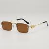 Gafas de Sol de Moda Retro Cuadradas sin Montura con Borde Cortado Europeas y Americanas, Patilla con Letras de Tendencia, Gafas para Caminar Junto al Mar