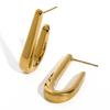 Pendientes Cepillados Versátiles de Estilo Ins Transfronterizos Acero Inoxidable Oro de 18K Nuevo Producto de Comercio Exterior Pendientes Abiertos en Forma de U Venta al por Mayor desde el Fabricante