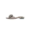 Primer Encuentro Temporada Estilo Hada Pedrería Elegante Lazo Sandalias de Punta Abierta para Mujer Verano Exterior Punta Cuadrada Tacón Bajo Francés Versátil