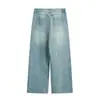 Jeans de pierna recta de moda retro estilo japonés de la marca Rumeng para hombre, versátiles casuales de otoño de corte holgado, pantalones largos de pierna ancha para pareja