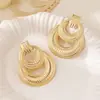 Pendientes Exagerados con Estampado Doble Anillo de Moda Caliente Transfronterizos para Fiesta de Mujer