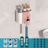 Estante para cepillos de dientes Sin perforaciones Taza para enjuague bucal de baño Estante para cepillos de dientes Montado en la pared Dental casero Pasta de dientes
