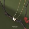 Collar Colgante de Mariposa Fritillaria Blanca de Plata de Ley S925 para Mujer Gargantilla de Moda Popular en Internet Diseño de Nicho Cadena para Clavícula para Cabello