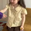 Nuevo Estilo 2026 Camisa de Muñeca Francesa para Niñas, Manga Corta, Camisa de Verano con Lunares para Niños, Conjunto Versátil de Dos Piezas con Shorts