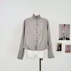 Cookadaily Sirena 2026 Otoño Diseño Relajado Cuello Alto Camisa Corta Chaqueta Cárdigan 9207