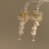 Pendientes de Hilo Largo con Pétalos de Hielo Transparente de Verano con un Diseño Único y Exquisito tipo Hada, Pendientes de Nicho Estilo Vacaciones para Mujer