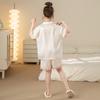Pijamas Nuevos para Niñas 2025 Verano Seda de Hielo Manga Corta Delgados Moda Infantil para Niñas Ropa para el Hogar para Niños Medianos y Grandes al por Mayor