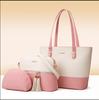 Fábrica de Bolsos para Mujer, Set de Tres Piezas Bloque de Color para Madre e Hija, Etiqueta Privada OEM, Personalizable con su Propio Logo Basado en sus Dibujos y Muestras