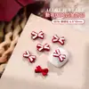 Año Nuevo Rojo Lunares Lazo Arte de Uñas Joyería Rojo Chino Carácter de Bendición Lingote Propicio Deseoso Accesorios de Uña Portátiles