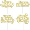 Topper para Pastel Feliz Cumpleaños Dorado, Otros Impresos Planos Como Dibujos, Sin Palo de Bandera, No Adecuado para Europa