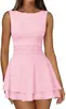 Mono de Estilo Europeo y Americano con Cuello Redondo, Sin Mangas, Cintura Ajustada, Doble Capa y Volantes para Mujer. Ropa de Exportación para Mujer Disponible en Stock