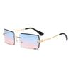 Nuevos Lentes de Sol Cuadrados sin Montura, Lentes de Sol de Moda para Mujer, Pose Trendy Europea y Americana, Forma Cóncava, Lentes de Sol Transfronterizos