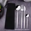 Juego de Cuchillo, Tenedor y Cuchara para Bistec de Acero Inoxidable Portugués, Juego de Cuatro Piezas Estilo Europeo para Restaurante Hotel, Vajilla Occidental, Regalo Creativo