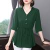Roupas Femininas Tamanho Plus 150kg-M-8Xl Camisa Verão Manga Três Quartos Top para Mulheres Plus Size Camisa Elegante de Manga Média