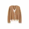 26 Outono Inverno Novo Gola V Acabamento em Renda Estilo Coreano Pequeno Estilo Chanel Cardigan de Tricô Feminino Fino Manga Longa Casaco Suéter de Lã