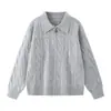 Suéter de punto estilo coreano para hombre, suéter casual de punto trenzado con media cremallera para hombre, importación transfronteriza 2026, camisa POLO de invierno con cuello de solapa