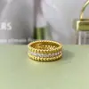 Anillo Exquisito Brillante Estilo Japonés-Coreano Borde de Perlas de Calidoscopio Gimmel Edición Estrecha Fila Única de Diamantes de Zirconia Apilado para Hombres y Mujeres