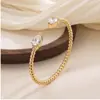 Pulsera con cierre de circonita chapada en oro real de 18K, pulsera de moda exquisita vintage, joyería elegante de lujo ligero de alta gama para mujer