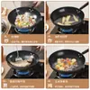 Olla de Hierro Redonda Tradicional Estilo Antiguo Estufa de Gas Doméstica Wok Antiadherente Olla Abierta Wok Sin Recubrimiento Mayoreo