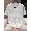 Nueva colección de verano y otoño: Camiseta casual versátil de manga corta con bordado floral, moda masculina 2026, de media manga de moda estilo chino