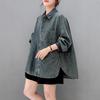 26 Nova Moda Primavera e Outono Lapela Poá Casual Versátil Camisa Jeans Estilo Hong Kong Jaqueta Vintage Camada Manga Longa