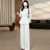 2026 Europa Sudeste Asiático Transfronteiriço Novo Cor Sólida Manga Longa Amarrar Top Cintura Alta Moda Casual Conjunto Mulheres Atacado