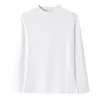 Camiseta Básica de Cachemir Proteico de 280G con Cuello Medio Alto para Mujer, Manga Larga, Térmica, Color Sólido, Corte Ajustado para Otoño e Invierno