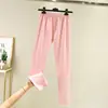 Ropa interior térmica de terciopelo sin costuras para mujer, mallas forradas de polar, ropa de otoño e invierno para mujer, calzones de color liso, pantalones cálidos ajustados de talla grande
