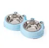 Tigela Dupla de Aço Inoxidável Sapo Espessada Antiderrapante para Gato e Cachorro Removível e Lavável Duas em Uma Multiuso Durável Suprimentos para Animais de Estimação
