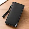 Elegante billetera larga para hombre, múltiples ranuras para tarjetas, clip para dinero, bolso de mano, cremallera de negocios para hombre, funda multifuncional para teléfono, moderna