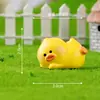 Patinho Amarelo Fofo e Redondinho Figura Decorativa de Resina Fofa Acessórios para Micro Paisagem DIY Ornamento Pequeno Curativo para Mesa de Escritório