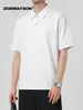 Camisa Polo de Manga Corta para Hombre Zoewatson Verano Cómoda con Hebilla Magnética Cuello de Solapa Estilo Old Money Corte Estéreo