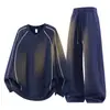 Conjunto de Moletom da Marca Tendência Plus Size para Homens, Novo Design de Primavera e Outono, Conjunto Casual Esportivo de Duas Peças com Caimento Solto