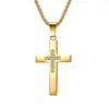 Collar de acero inoxidable con forma de cruz estilo hip-hop callejero europeo y americano para hombre, colgante incrustado de diamantes, accesorio personalizado moderno y de moda, transfronterizo