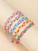 Pulsera tejida de cuentas de arroz de colores más vendida en Amazon, pulsera de playa de verano para surf, fabricantes en stock