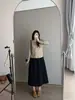 Falda de Paraguas Fresca Estilo Coreano Elástica de Cintura Alta de Longitud Media Falda de Paraguas Versátil para Primavera y Verano Casual Suelta Adelgazante para Mujer